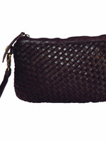 The Design Edge Brown Woven Washed Leather Pouch (W021)