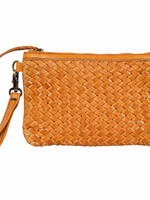 The Design Edge Tan Woven Washed Leather Pouch (W021)