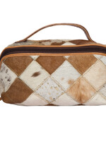 The Design Edge Make Up Bag - Tan & White Hairon (AT64)