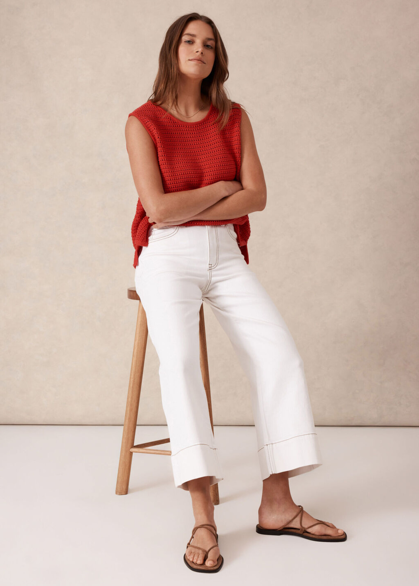 Jude Wide Leg Crop Jean - Fresh Ecru