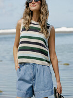 Ceres Life Billie Pleat Front Short - Mid Blue Wash