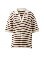 Ceres Life Molly Textured Stripe Short Sleeve Knit Tunic - Choc Stripe