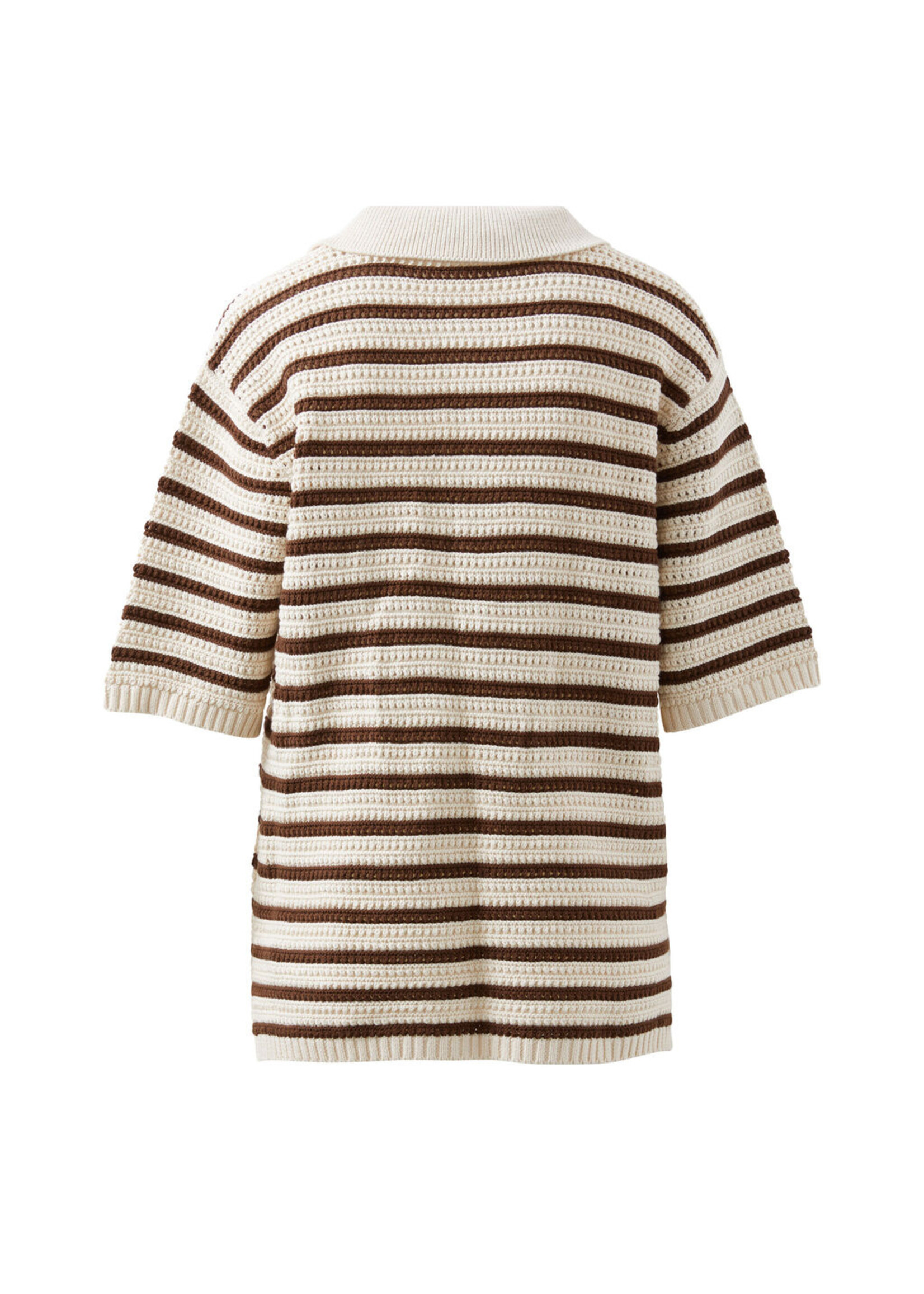 Ceres Life Molly Textured Stripe Short Sleeve Knit Tunic - Choc Stripe