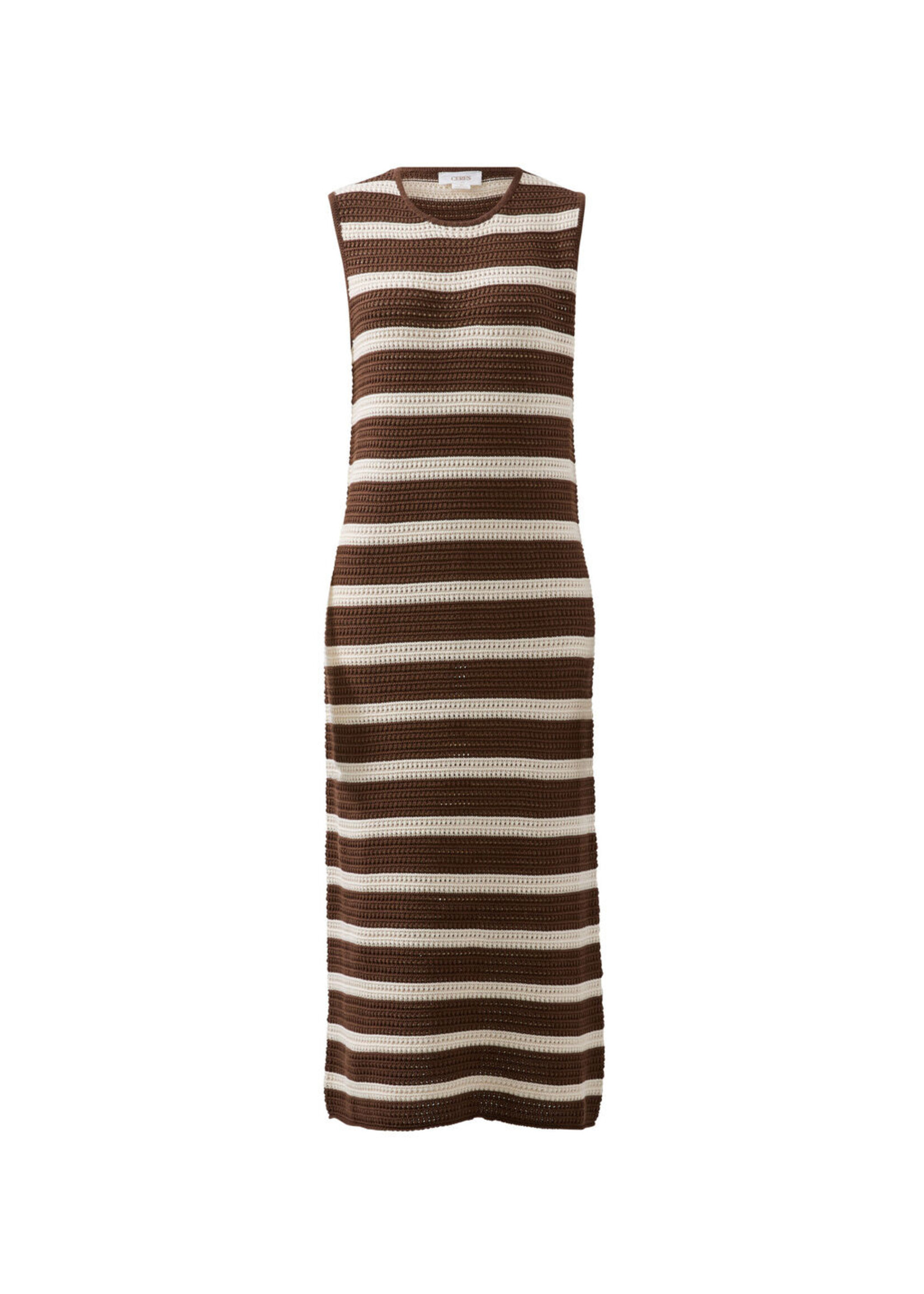 Ceres Life Margot Mesh Knit Tank Midi Dress - Choc Stripe