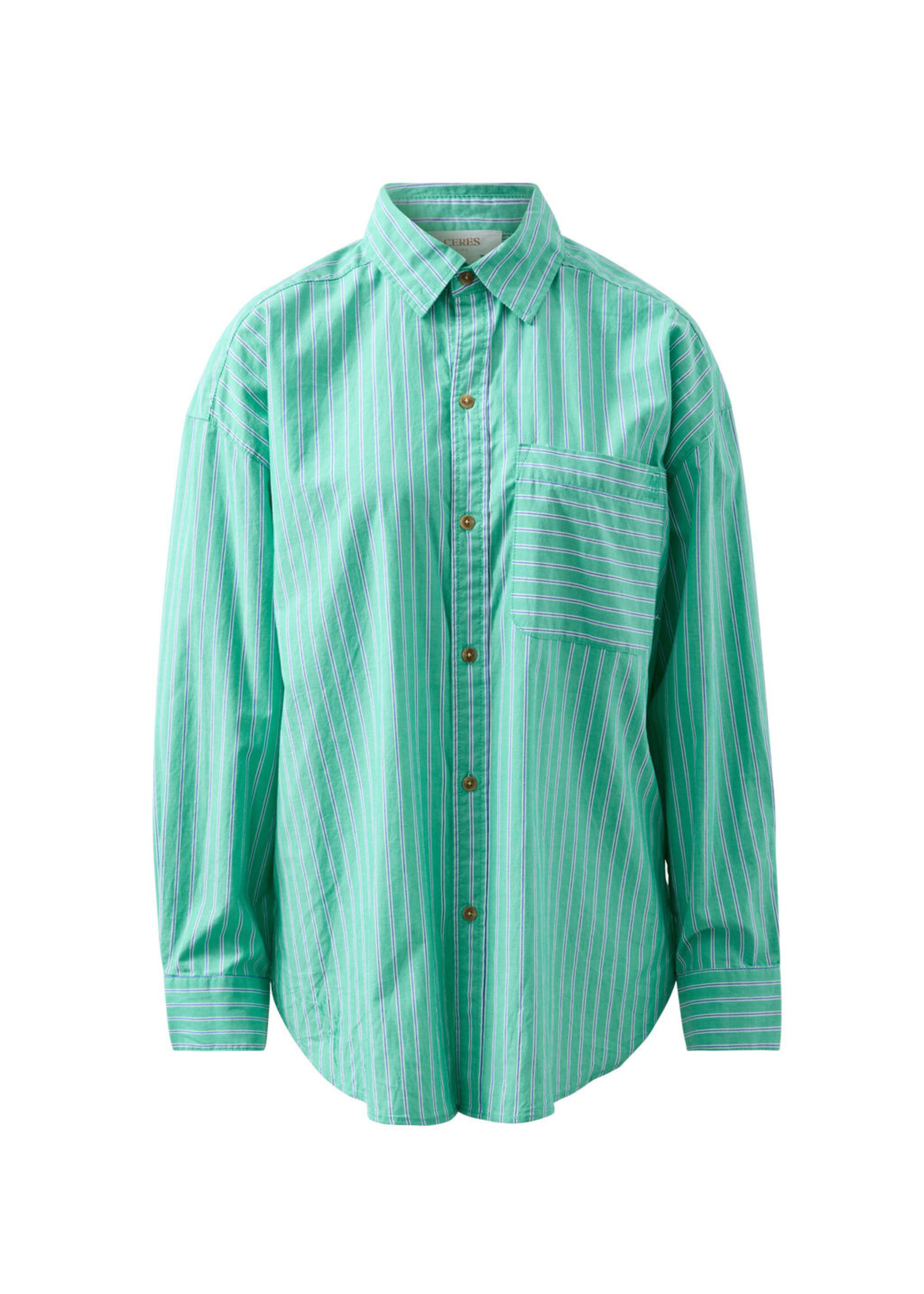 Ceres Life Peta Oversized Shirt - Zesty Green Triple Stripe