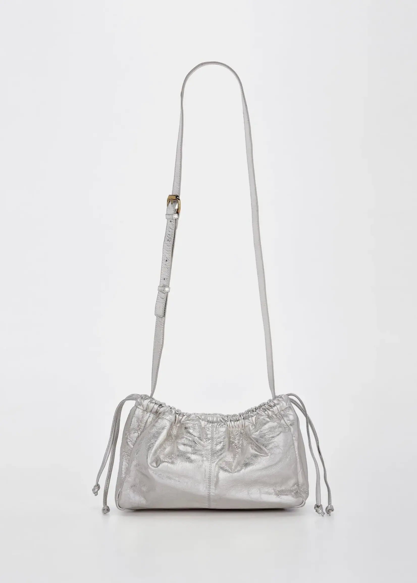 Gabee Halley | Metallic Leather Cobb & Co Draw String - Silver