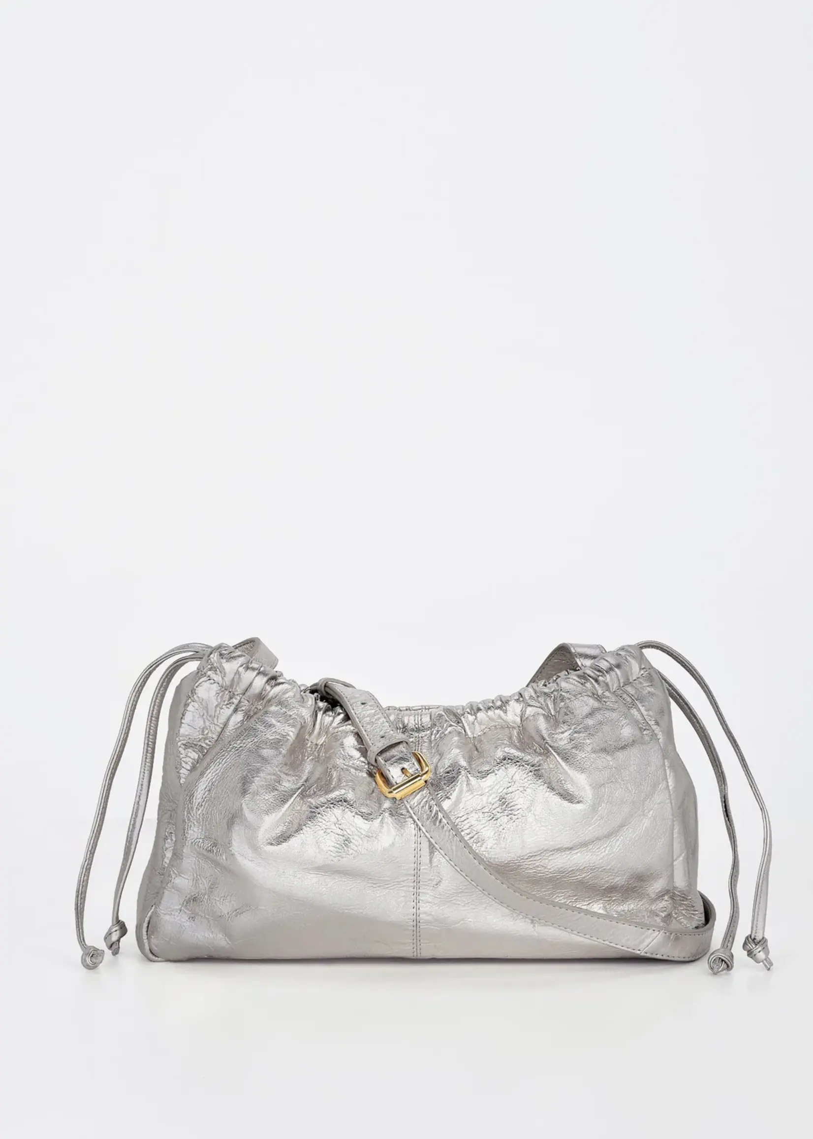 Gabee Halley | Metallic Leather Cobb & Co Draw String - Silver