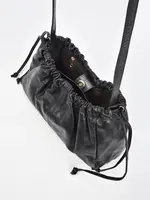 Gabee Halley | Metallic Leather Cobb & Co Draw String - Black