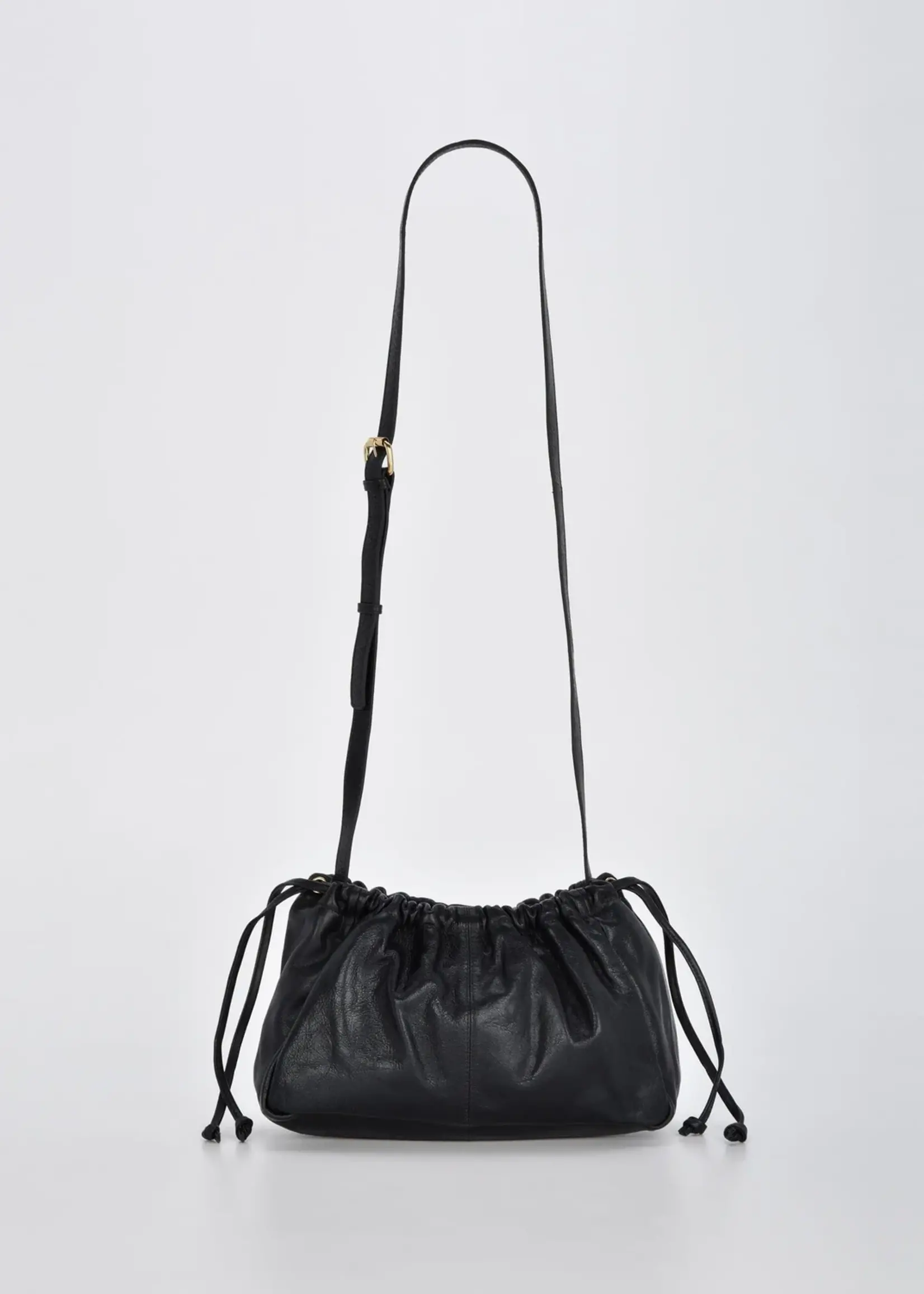 Gabee Halley | Metallic Leather Cobb & Co Draw String - Black