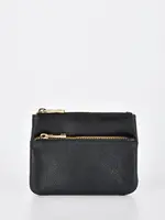 Gabee Comet | Leather Metallic Coin Key Pouch - Black