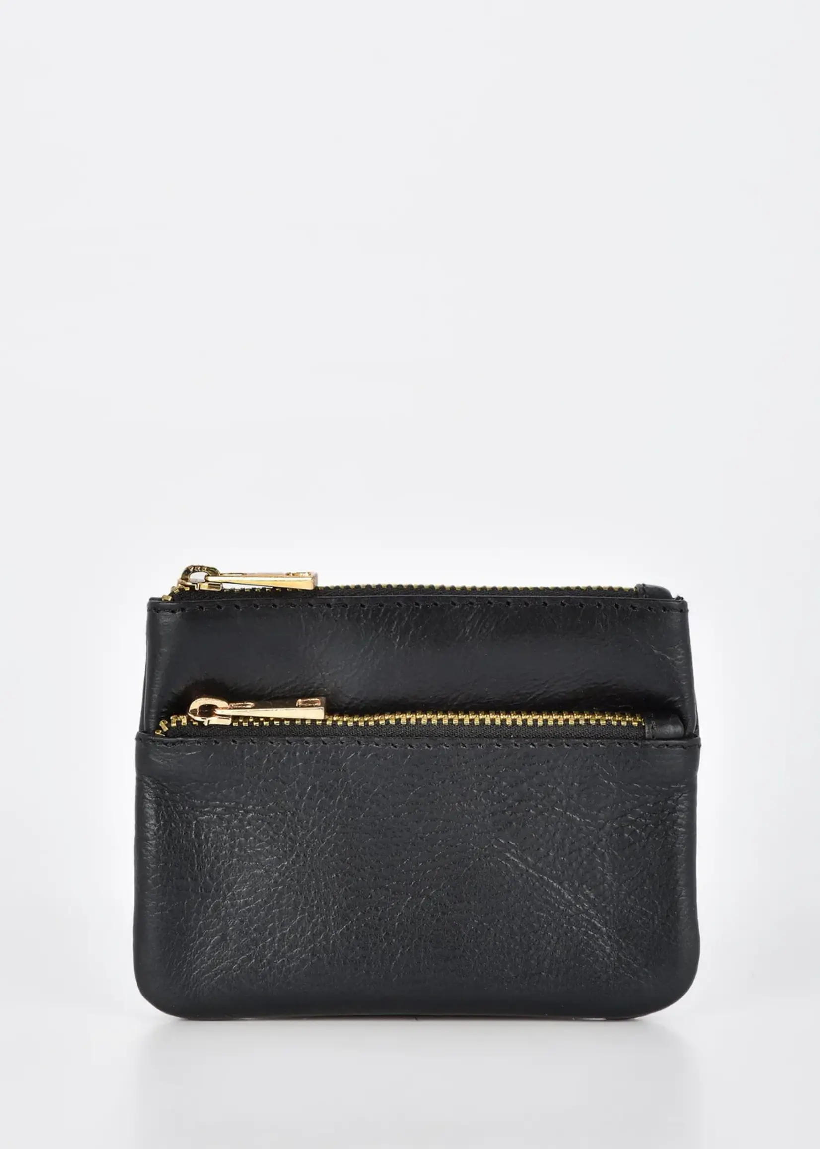Gabee Comet | Leather Metallic Coin Key Pouch - Black