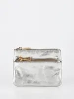 Gabee Comet | Leather Metallic Coin Key Pouch - Silver