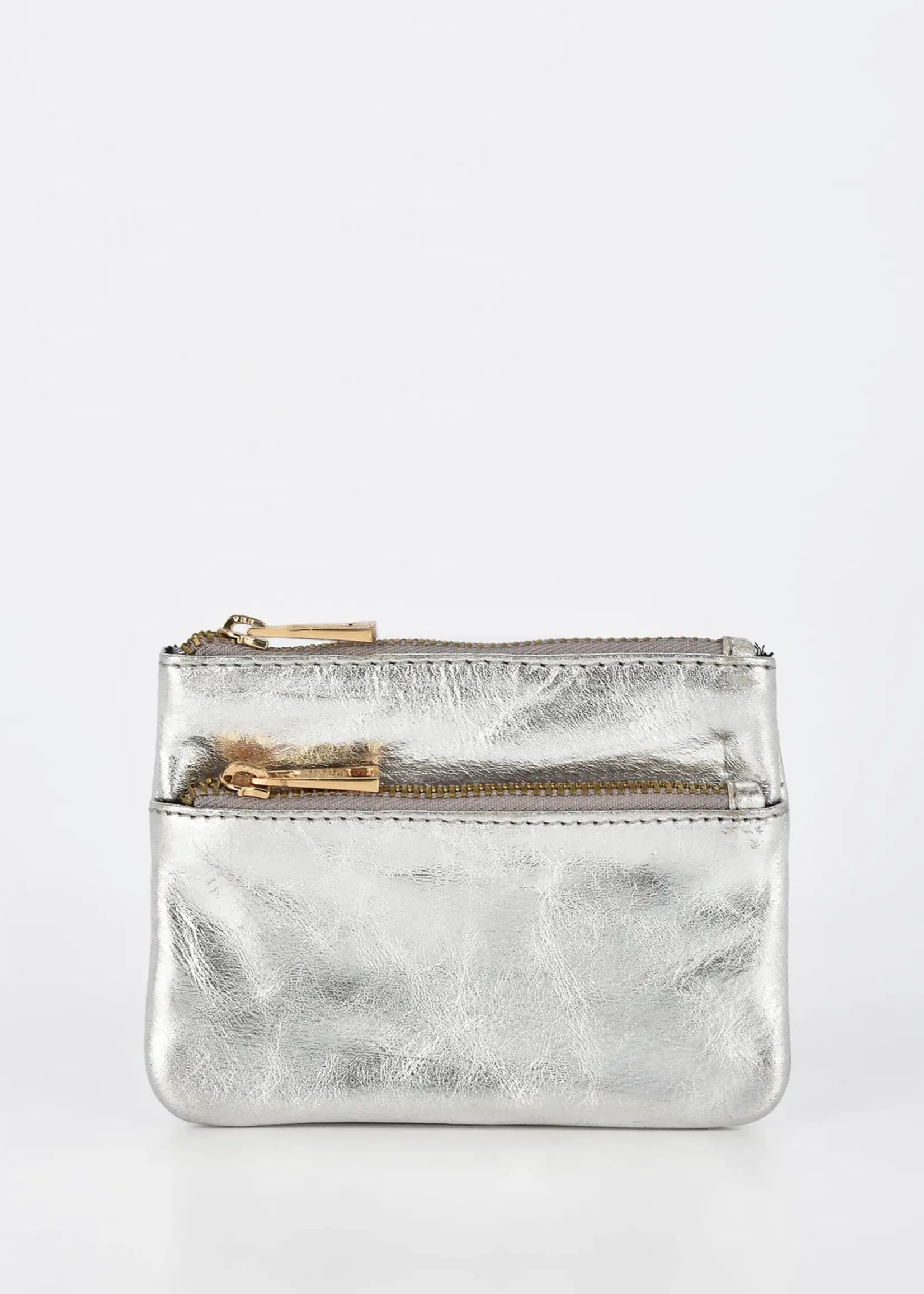 Gabee Comet | Leather Metallic Coin Key Pouch - Silver