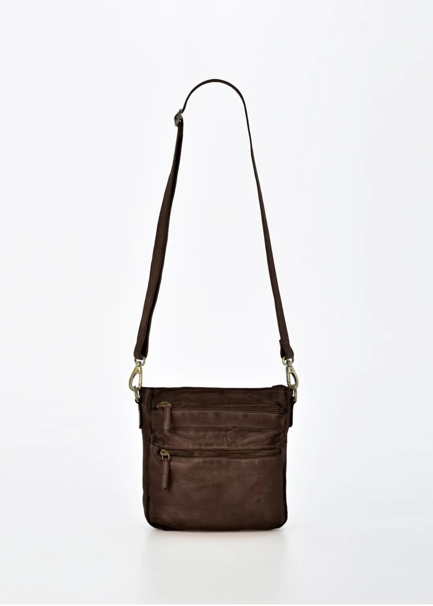 Gabee Mawson | Leather Cobb & Co Zipped Crossbody Rugged Series - Chocolate