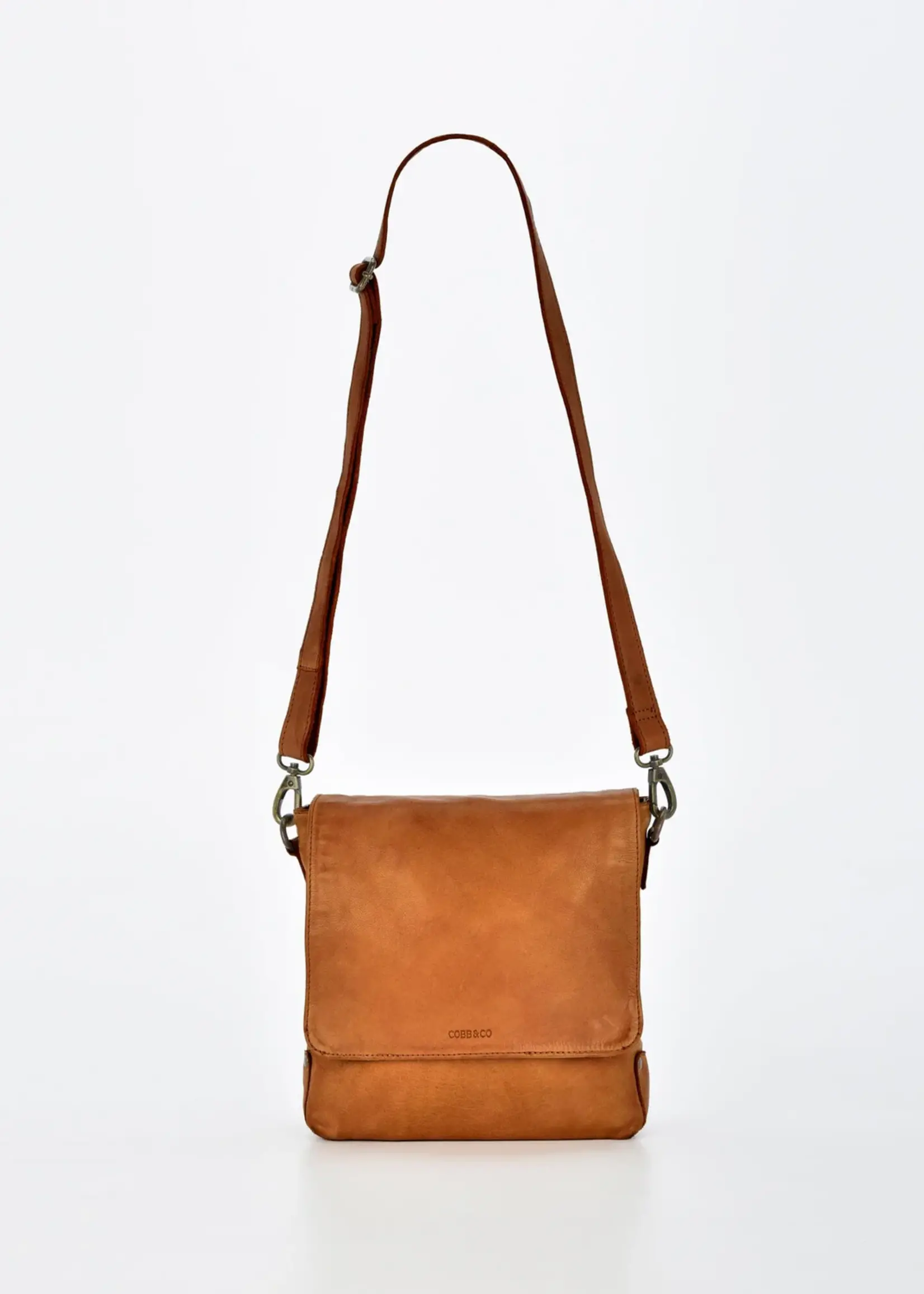 Gabee Bracewell | Leather Cobb & Co Flap Crossbody Rugged Series - Cognac