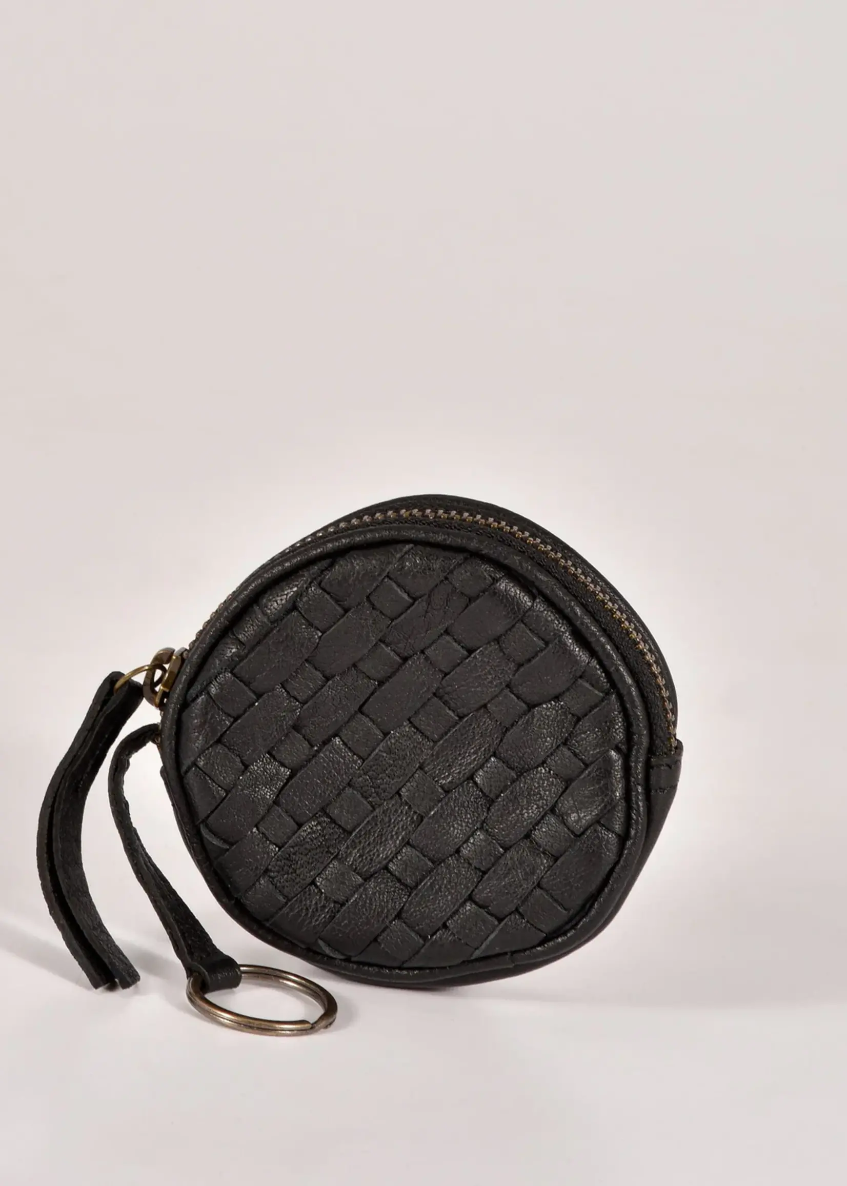 Gabee Creswell | Leather Woven Coin Purse - Black