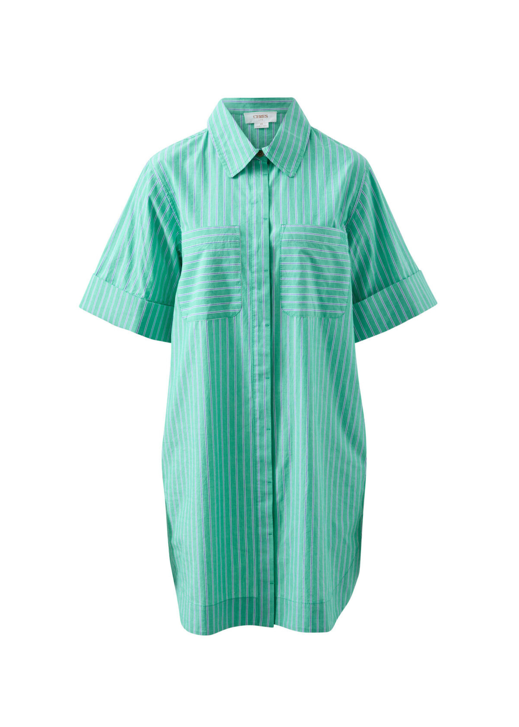 Sara Mini Shirt Dress - Zesty Triple Stripe