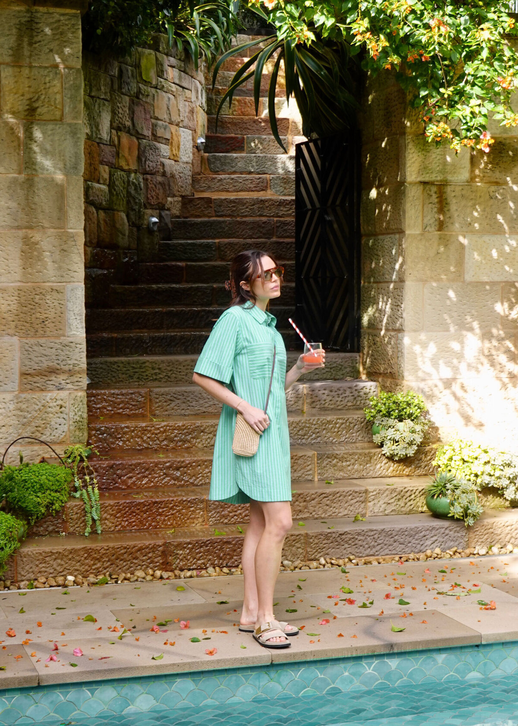 Sara Mini Shirt Dress - Zesty Triple Stripe