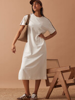 Ceres Life Charlotte Midi Terry Dress - Winter White Side Stripe