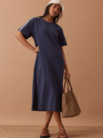 Ceres Life Charlotte Midi Terry Dress - New Navy Side Stripe
