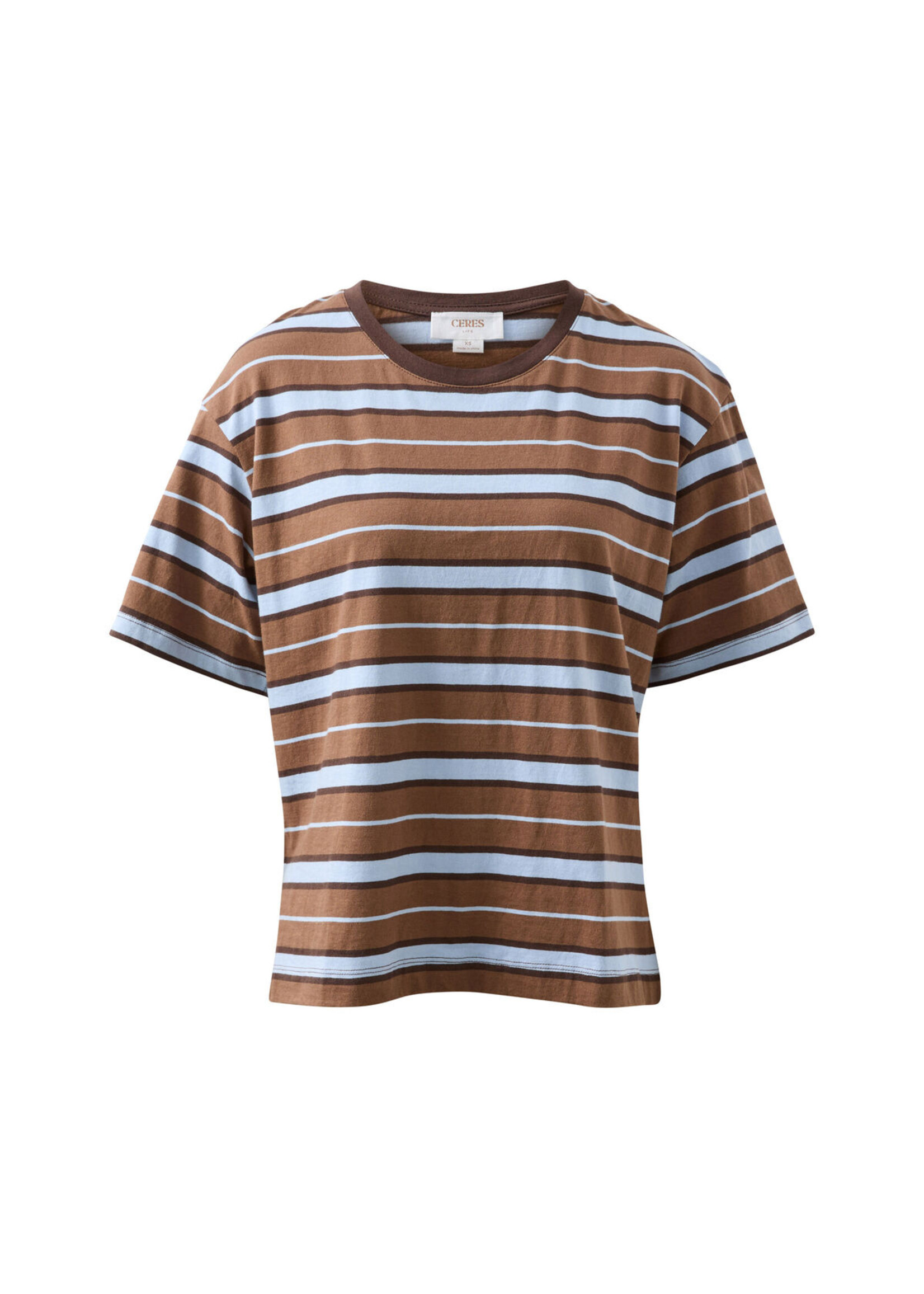 Ceres Life Stevie Slouchy Tee - Chalk/Choc Stripe