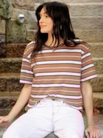 Ceres Life Stevie Slouchy Tee - Chalk/Choc Stripe