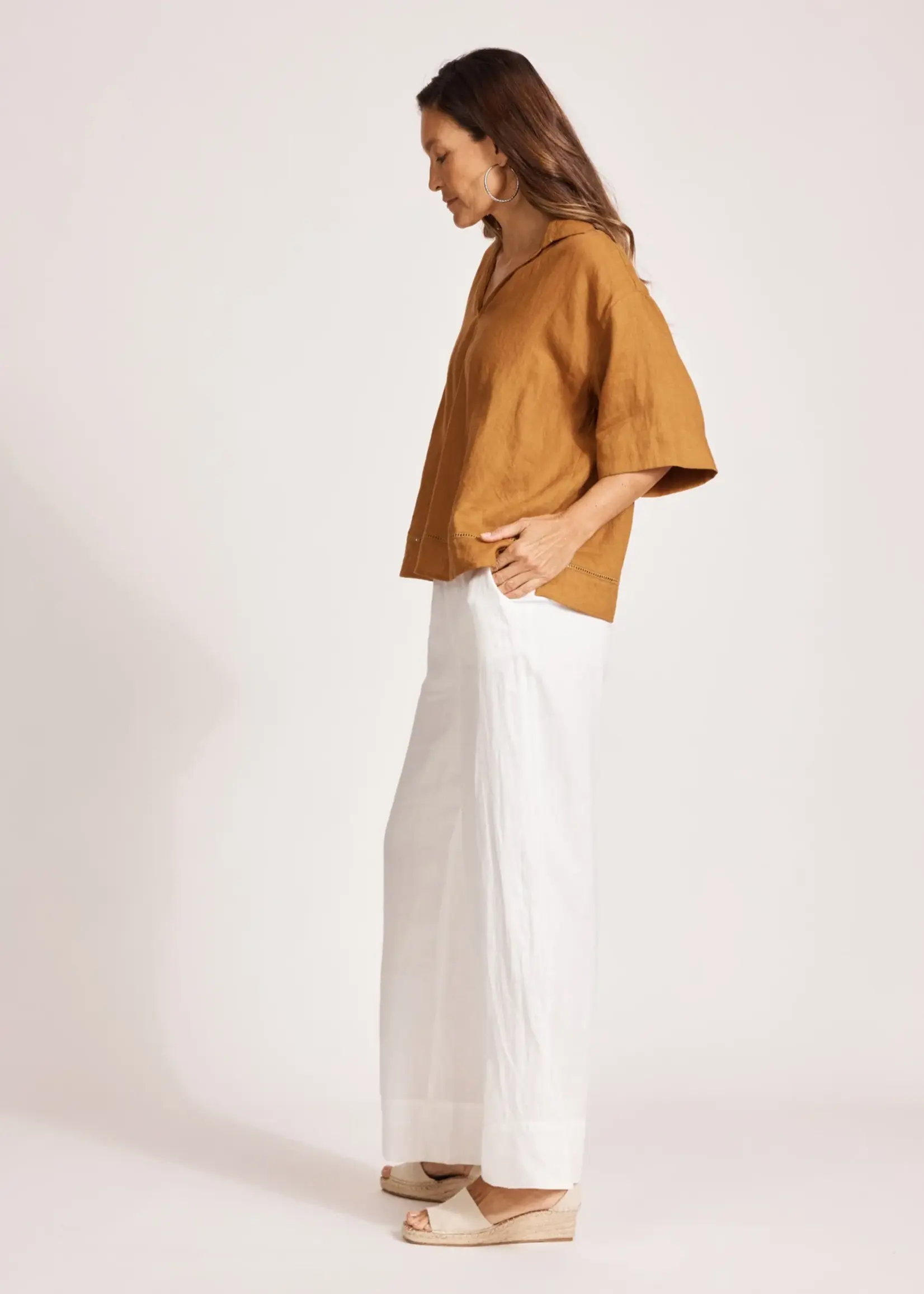 EB & Ive Miramar Collared Top - Caramel