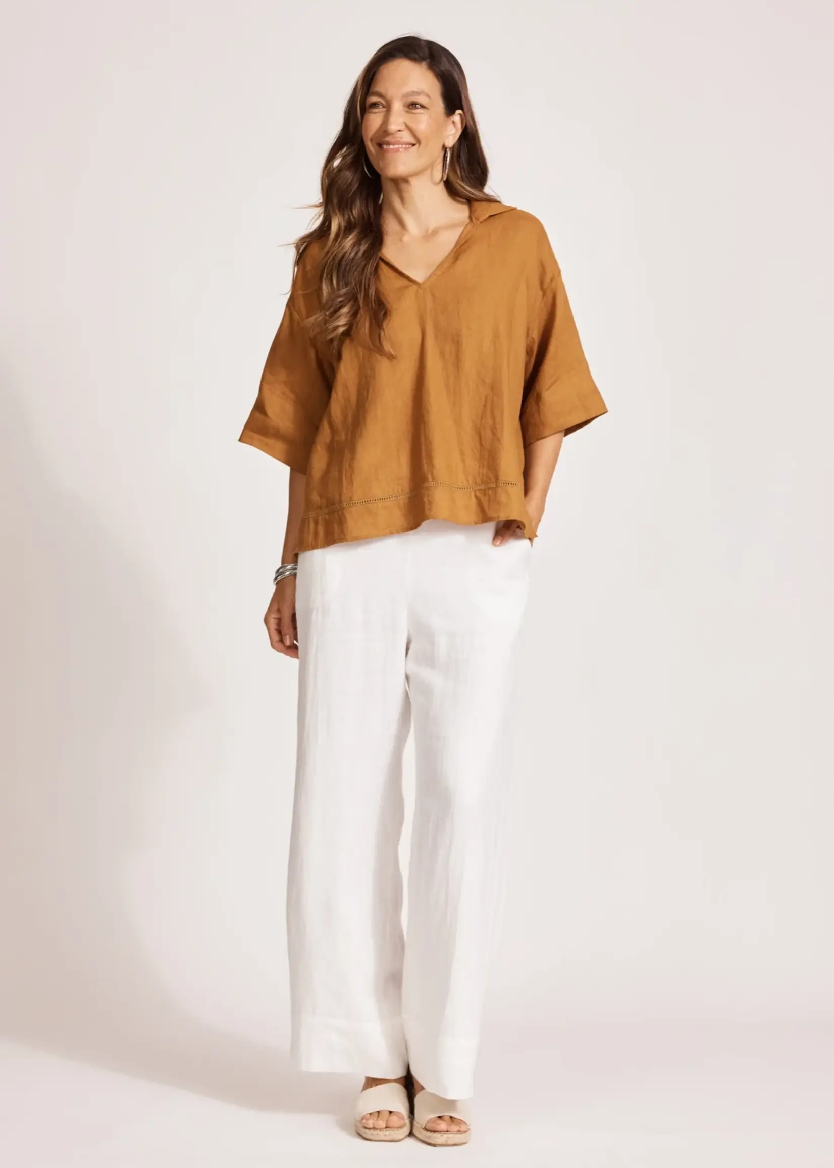 EB & Ive Miramar Collared Top - Caramel