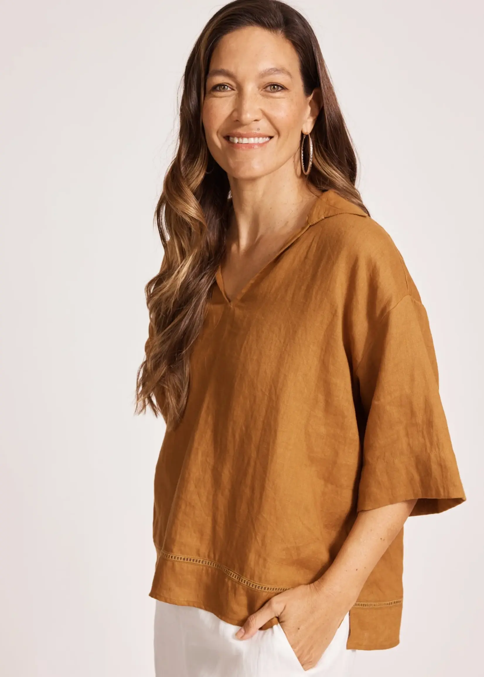 EB & Ive Miramar Collared Top - Caramel