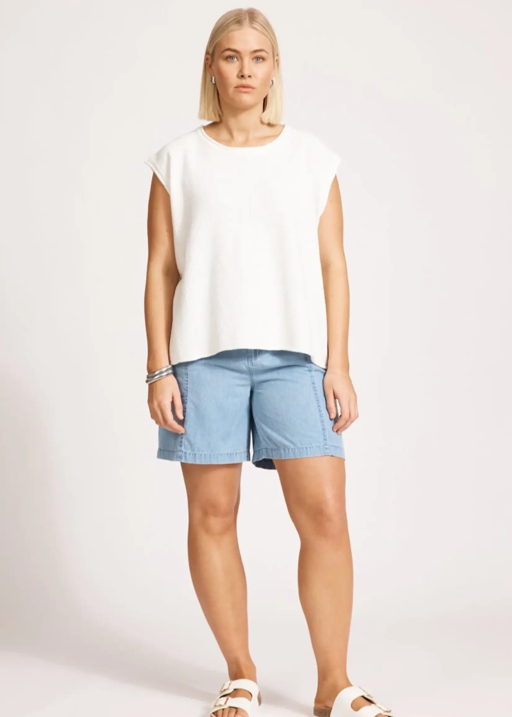 EB & Ive Artemis Sleeveless Knit Top - White