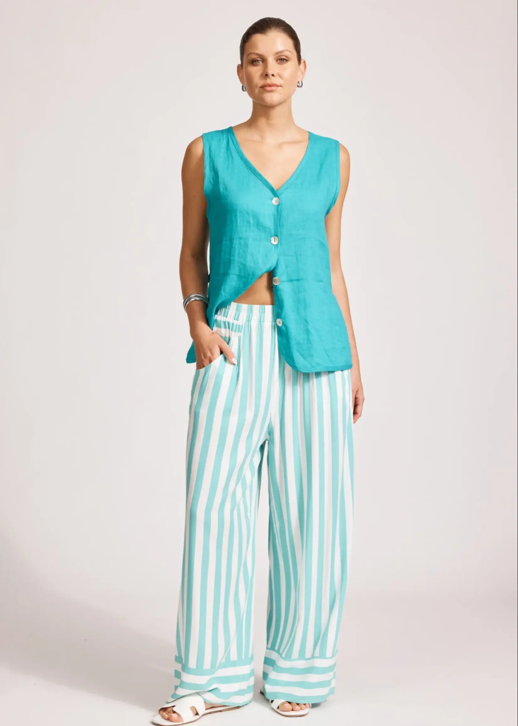 EB & Ive Treville Stripe Pant - Aqua