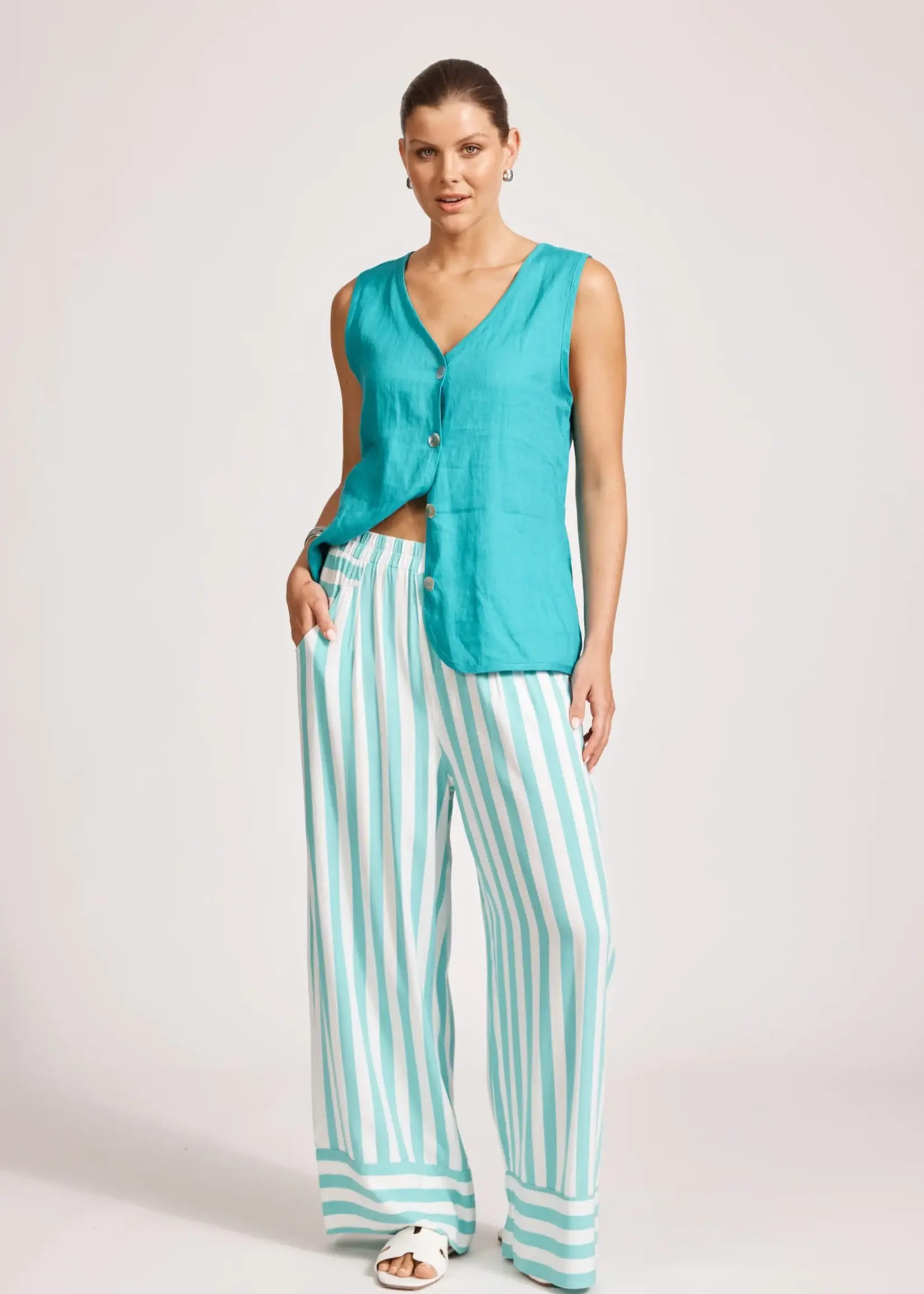 EB & Ive Treville Stripe Pant - Aqua