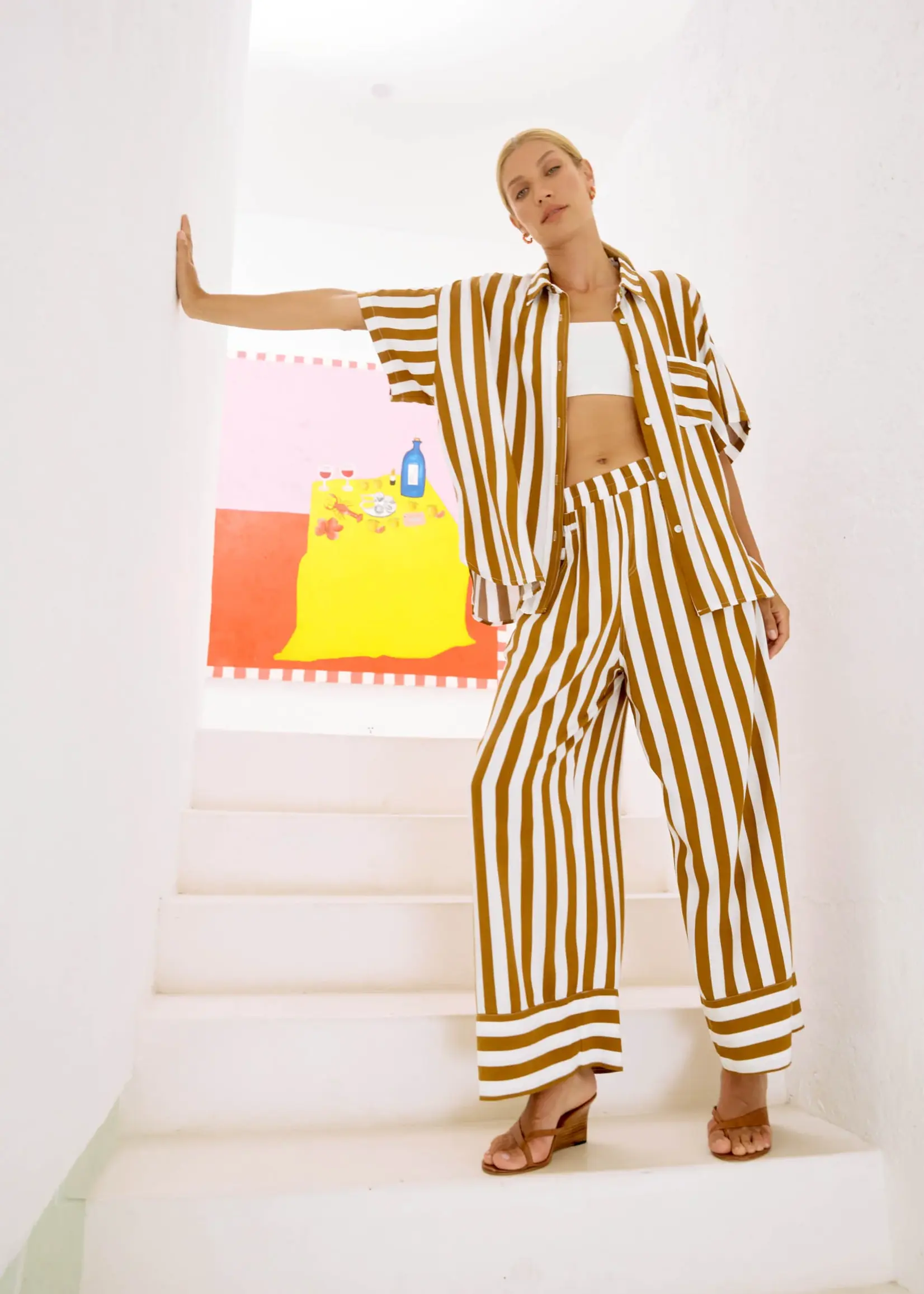 EB & Ive Treville Stripe Pant - Caramel