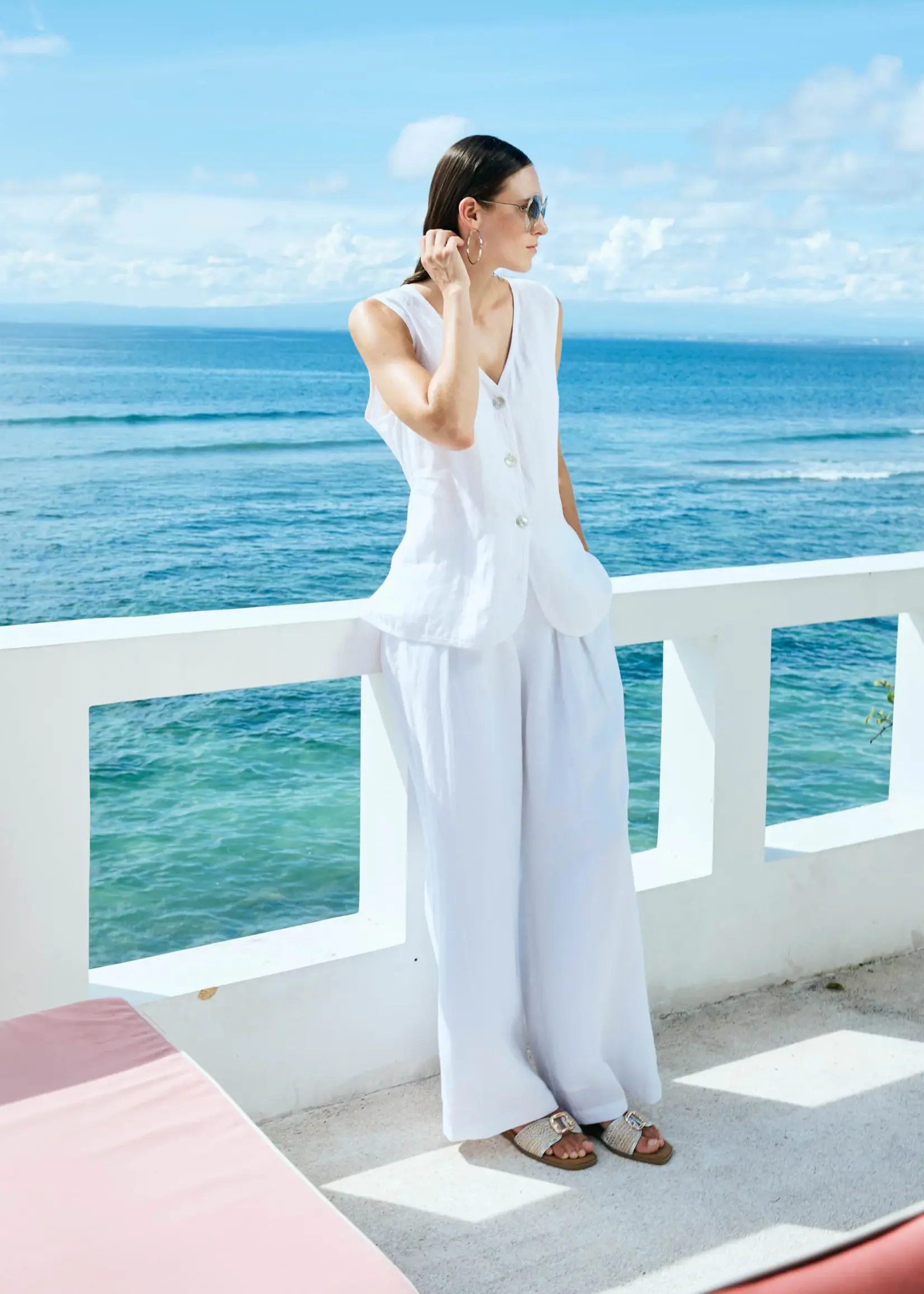 EB & Ive Miramar Palazzo Pant - White