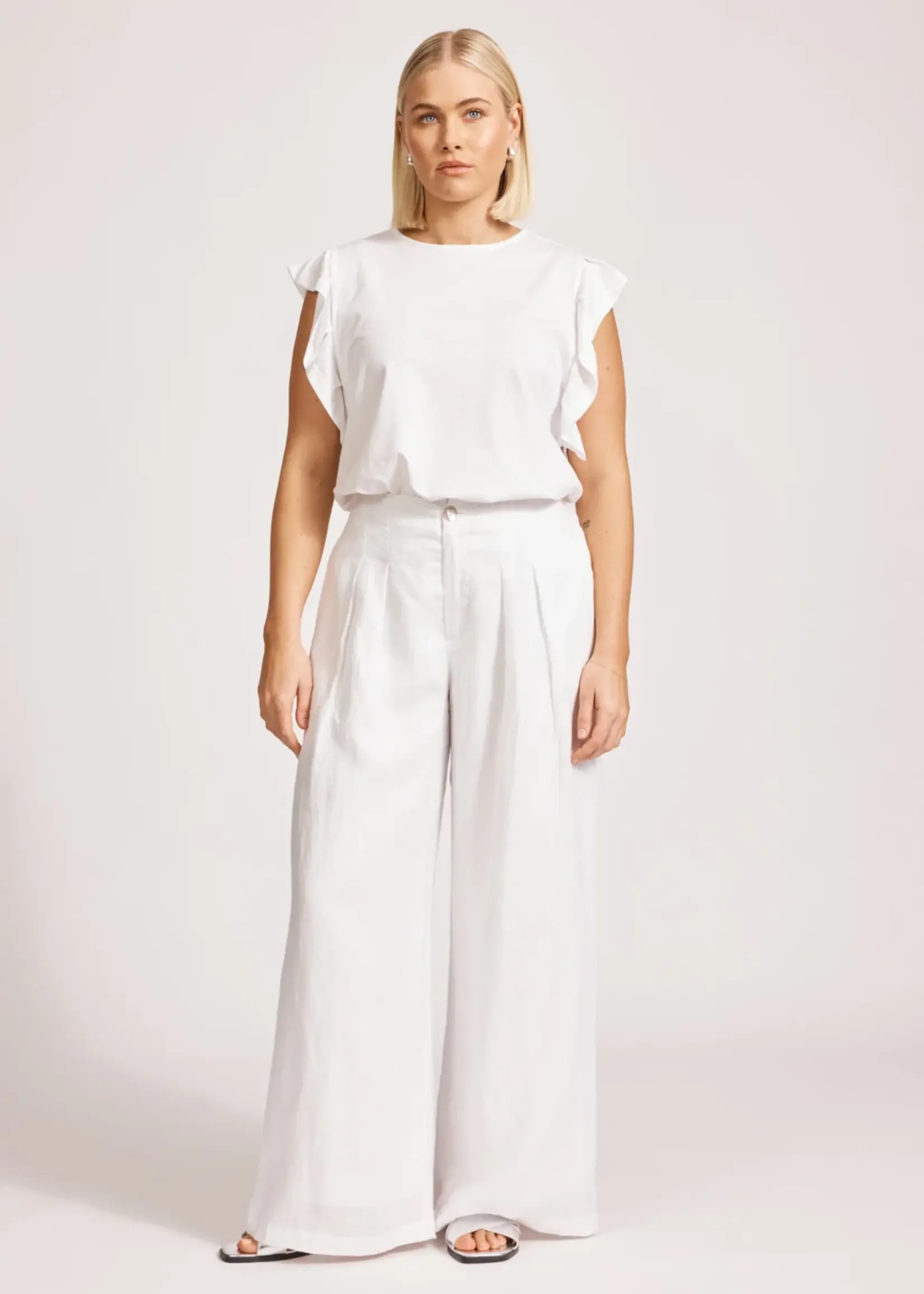 EB & Ive Miramar Palazzo Pant - White