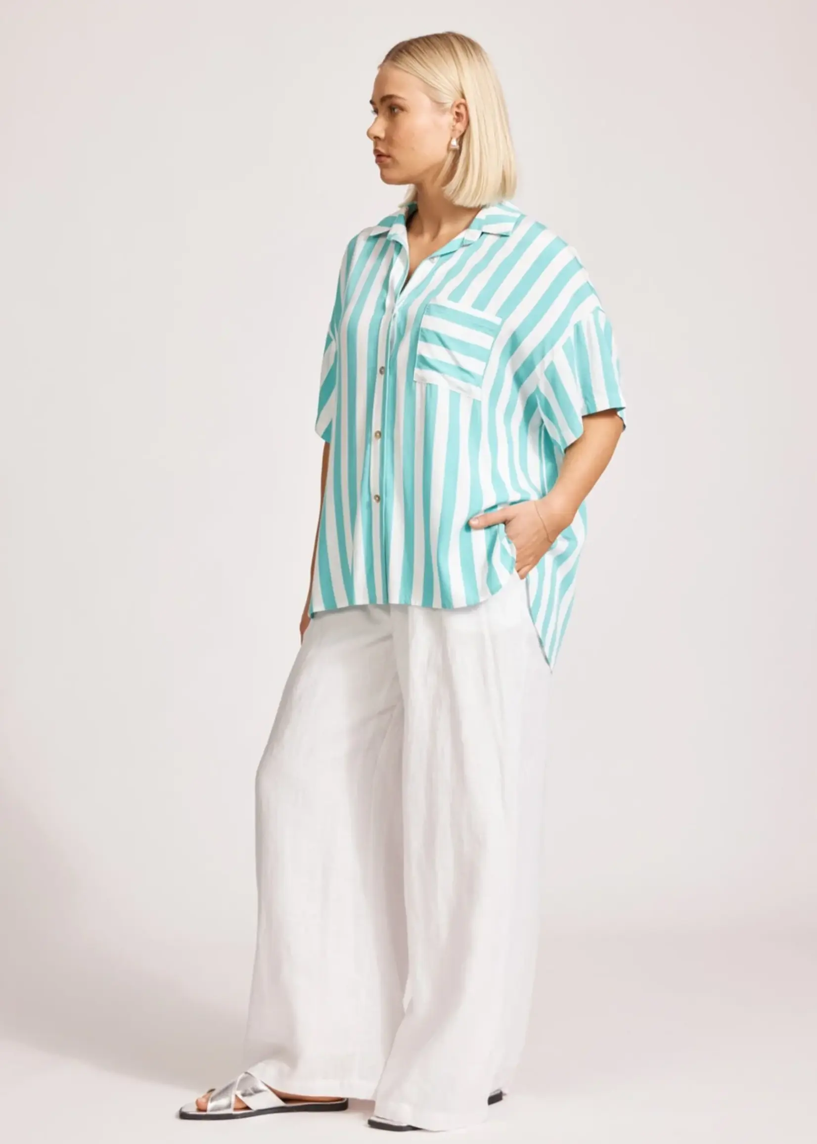 EB & Ive Treville Stripe Shirt - Aqua