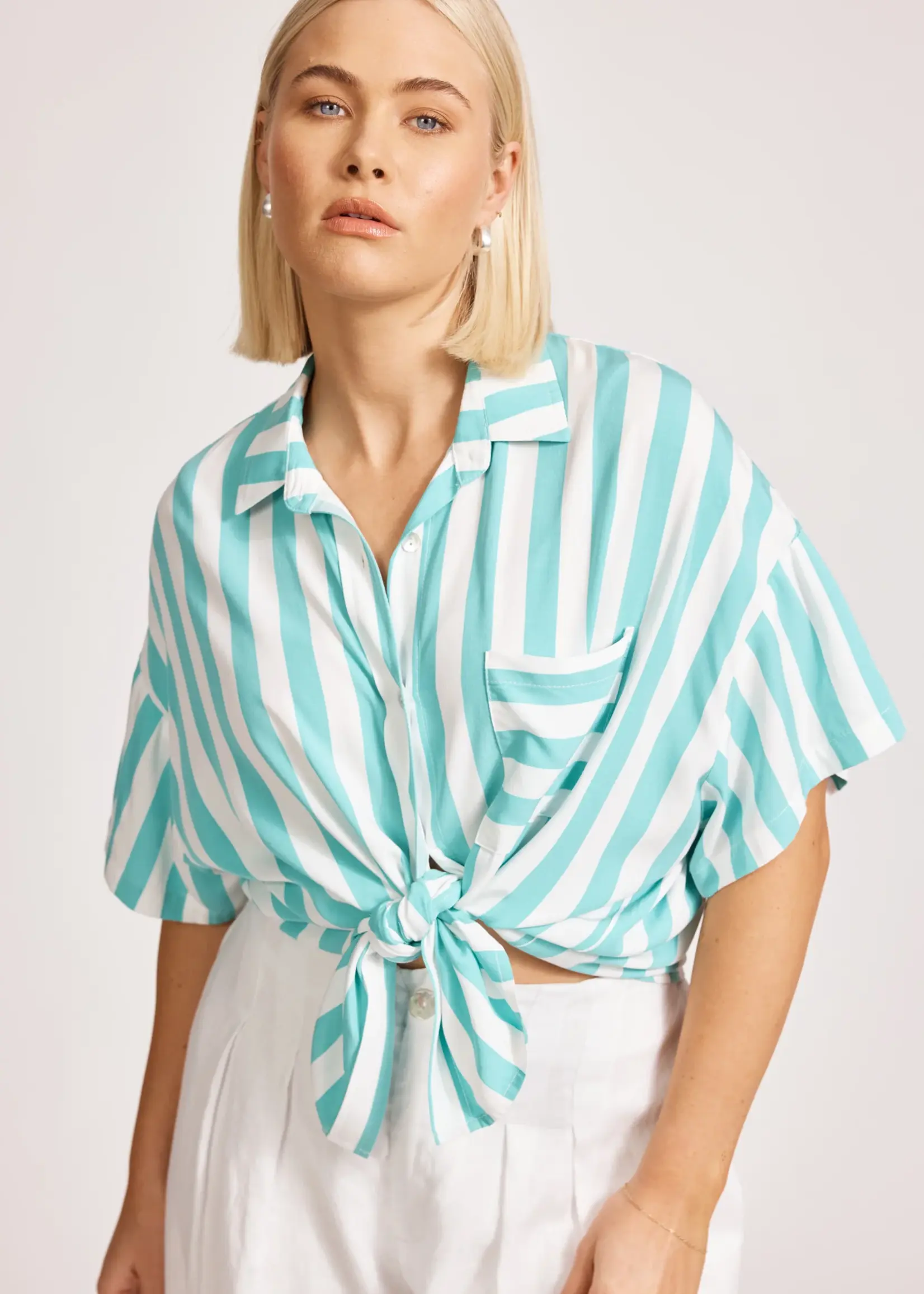 EB & Ive Treville Stripe Shirt - Aqua