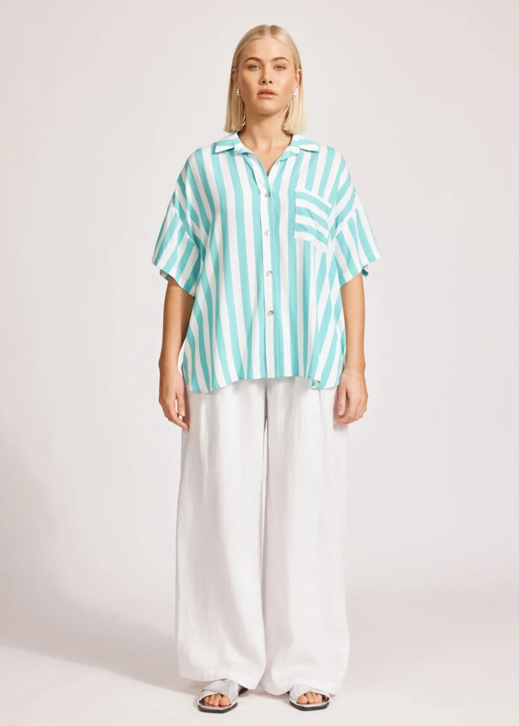 EB & Ive Treville Stripe Shirt - Aqua