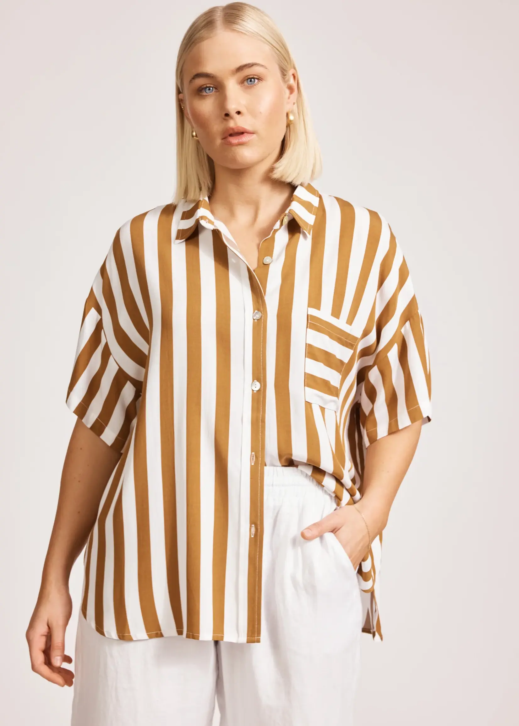 EB & Ive Treville Stripe Shirt - Caramel