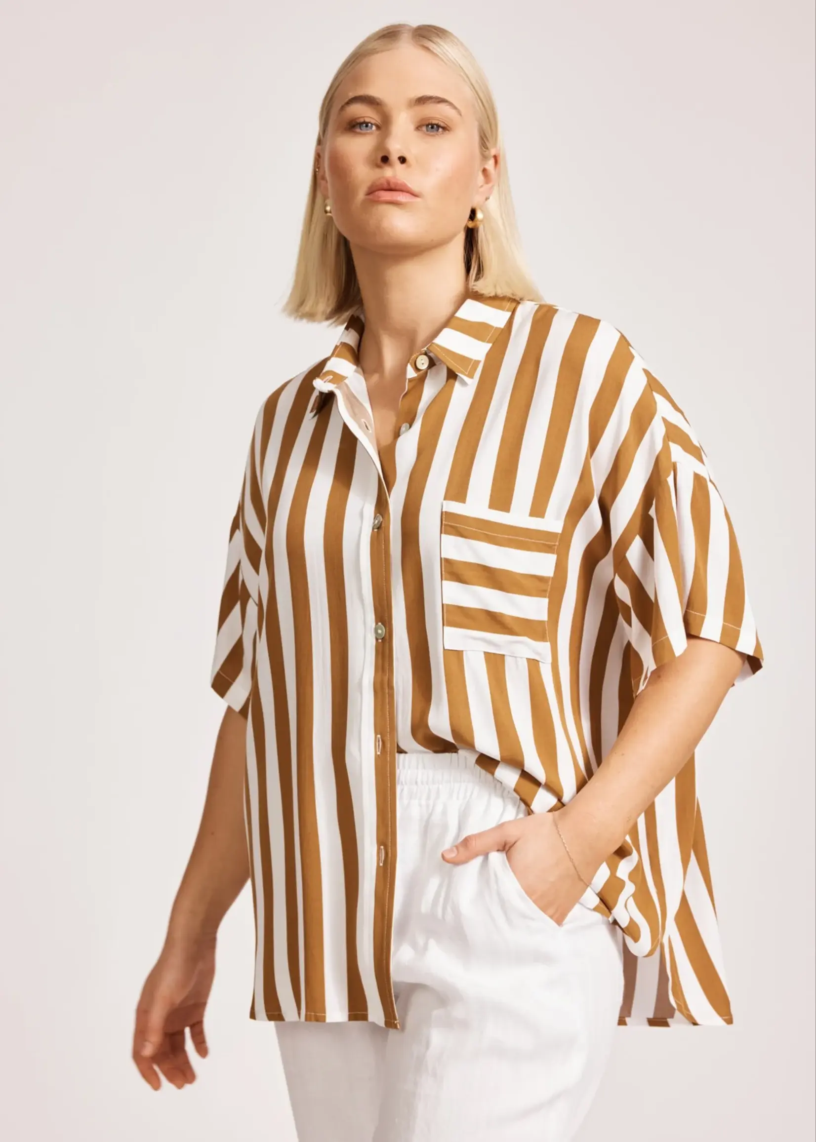 EB & Ive Treville Stripe Shirt - Caramel
