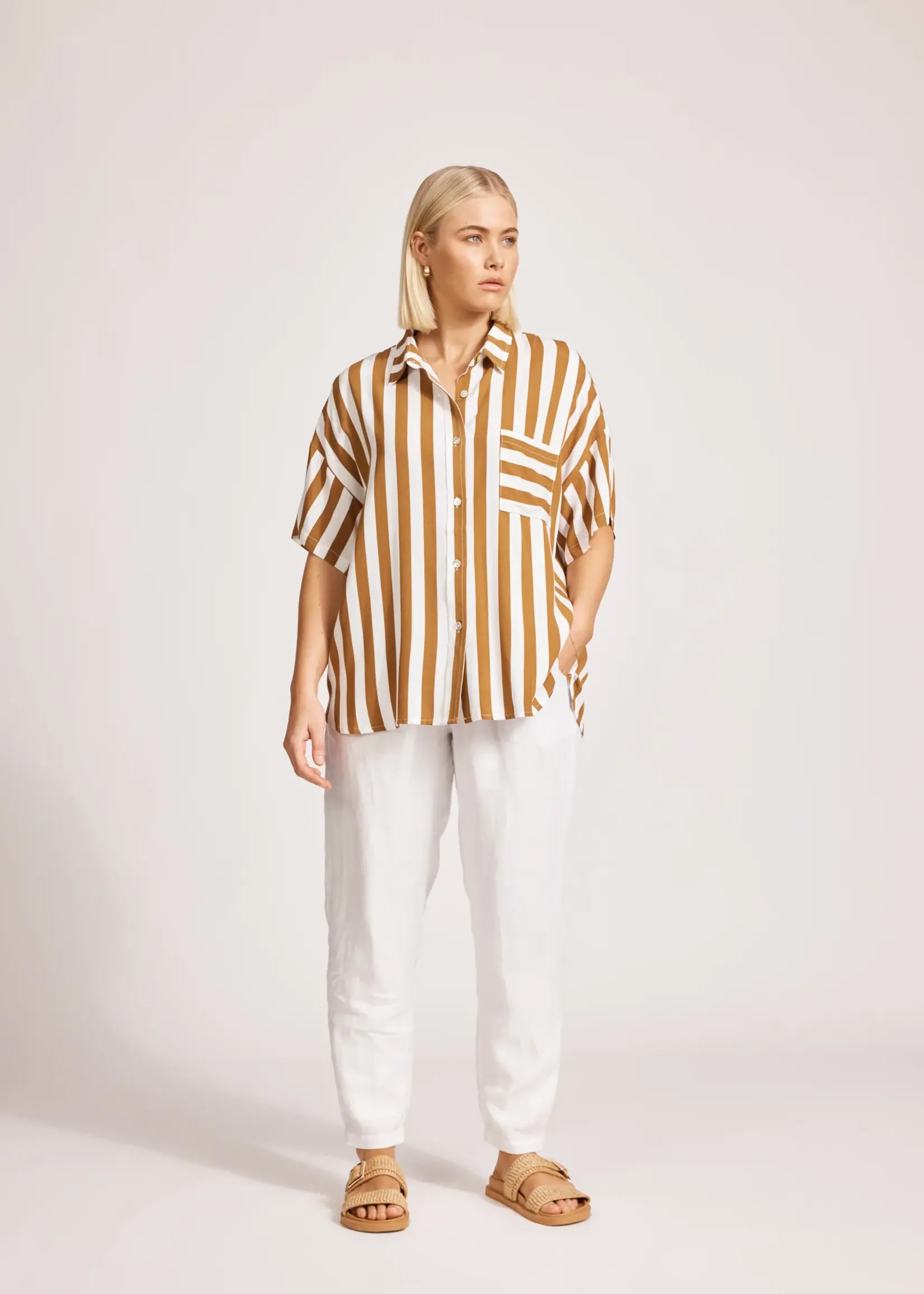 EB & Ive Treville Stripe Shirt - Caramel
