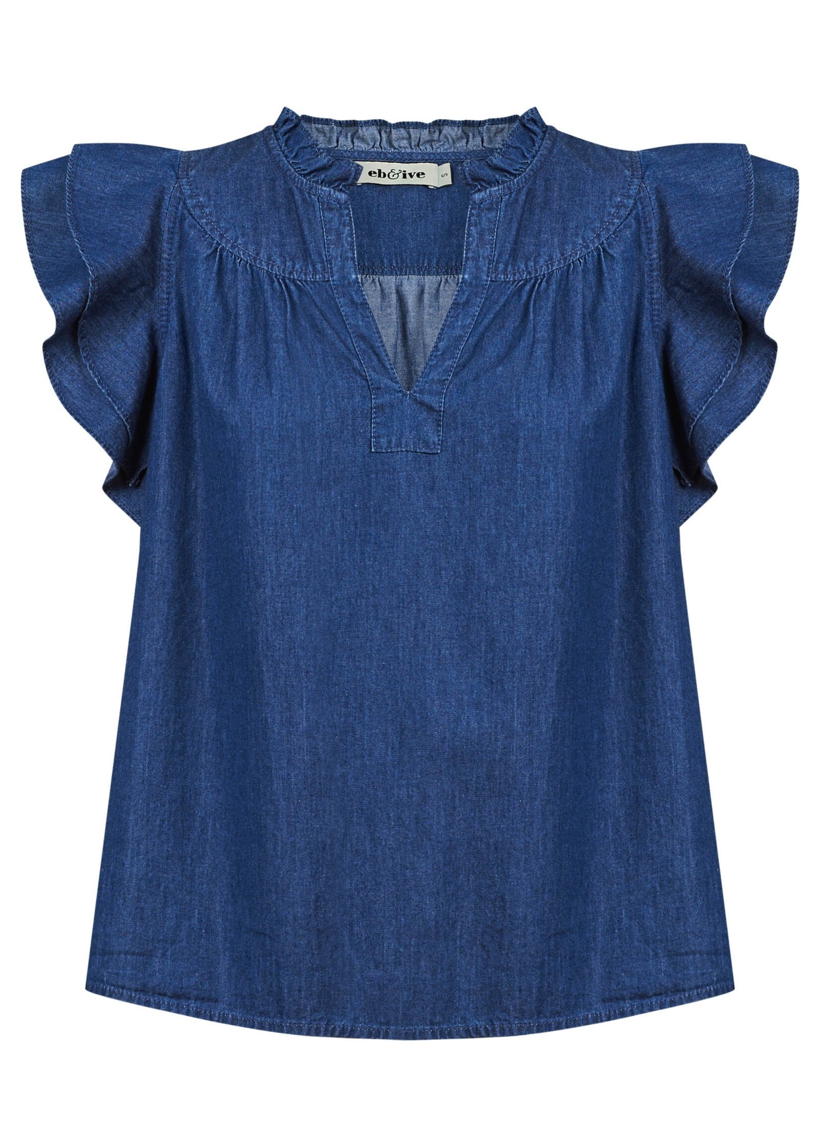 EB & Ive Melenia Denim Frill Top - Indigo