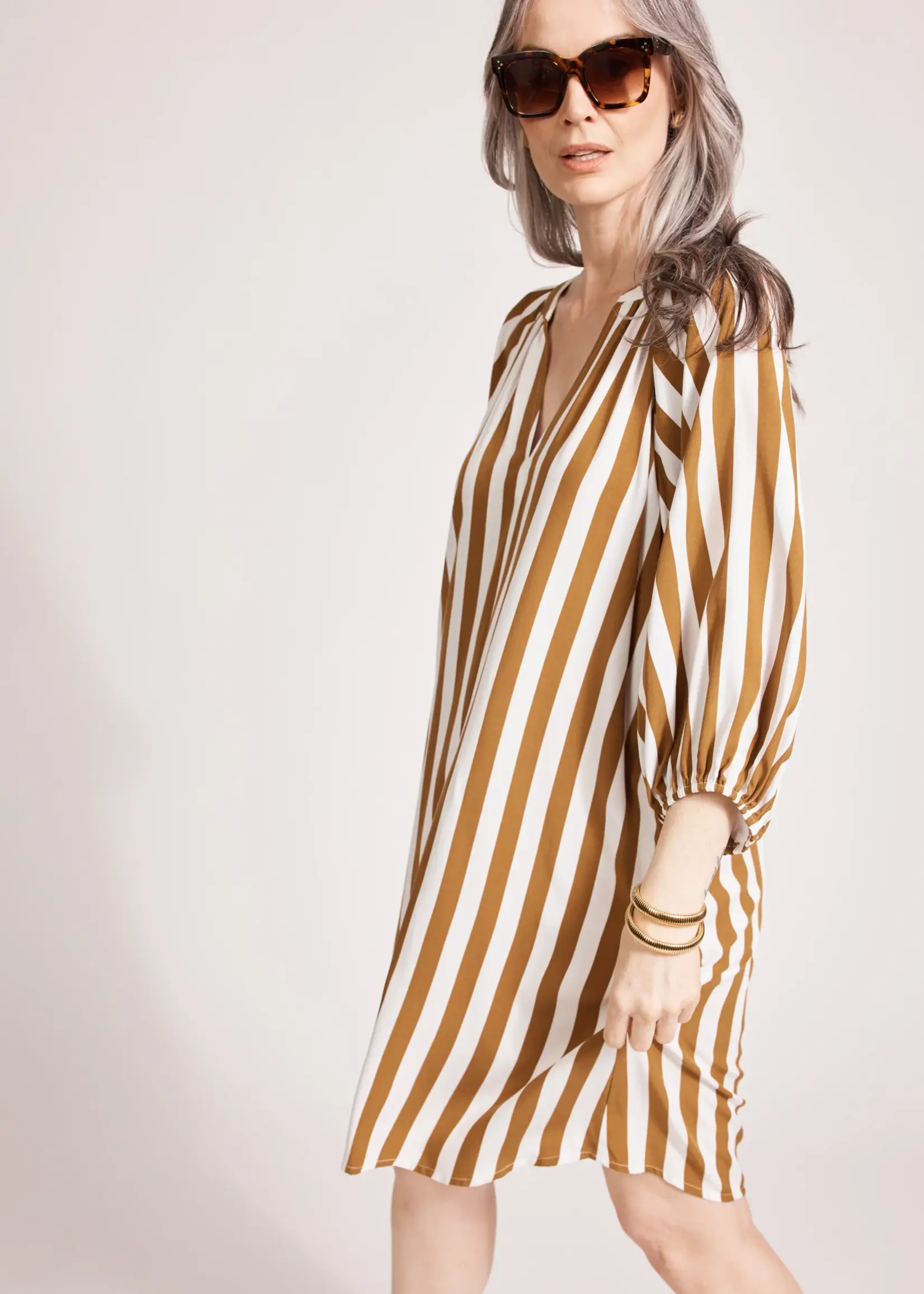 EB & Ive Treville Stripe Dress - Caramel
