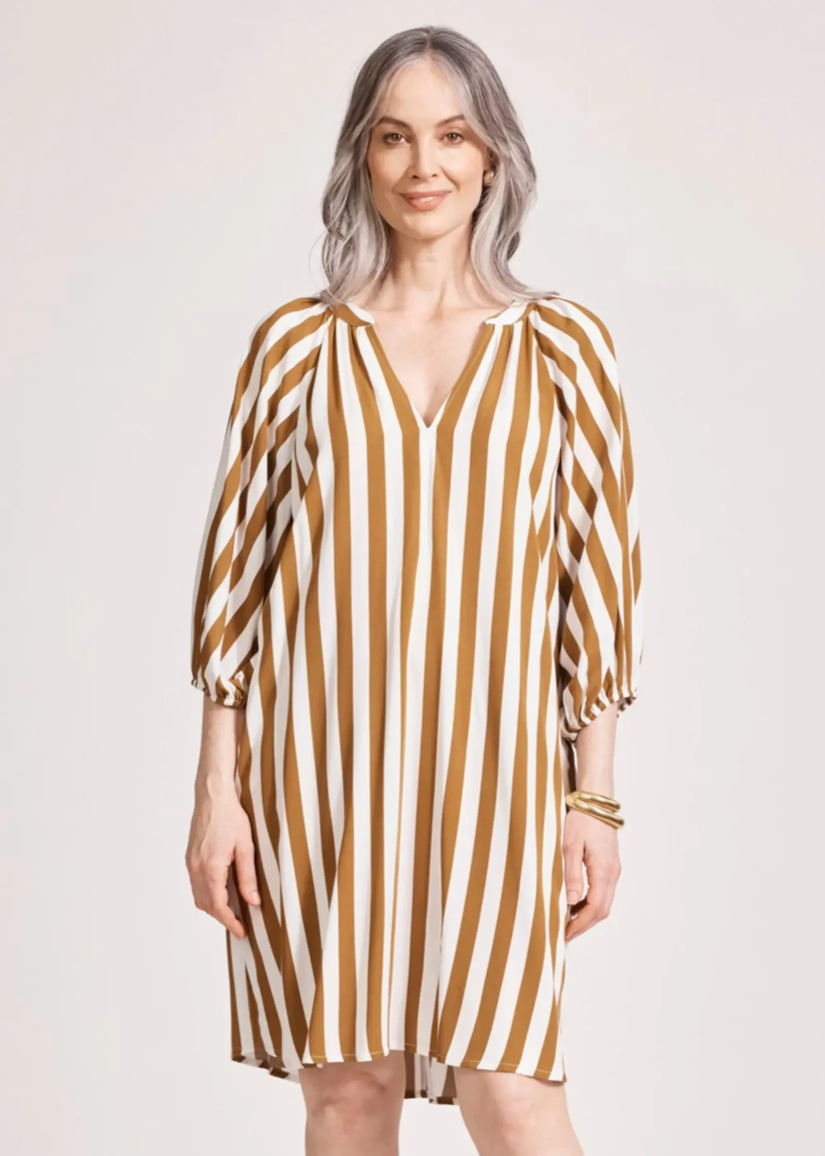 EB & Ive Treville Stripe Dress - Caramel
