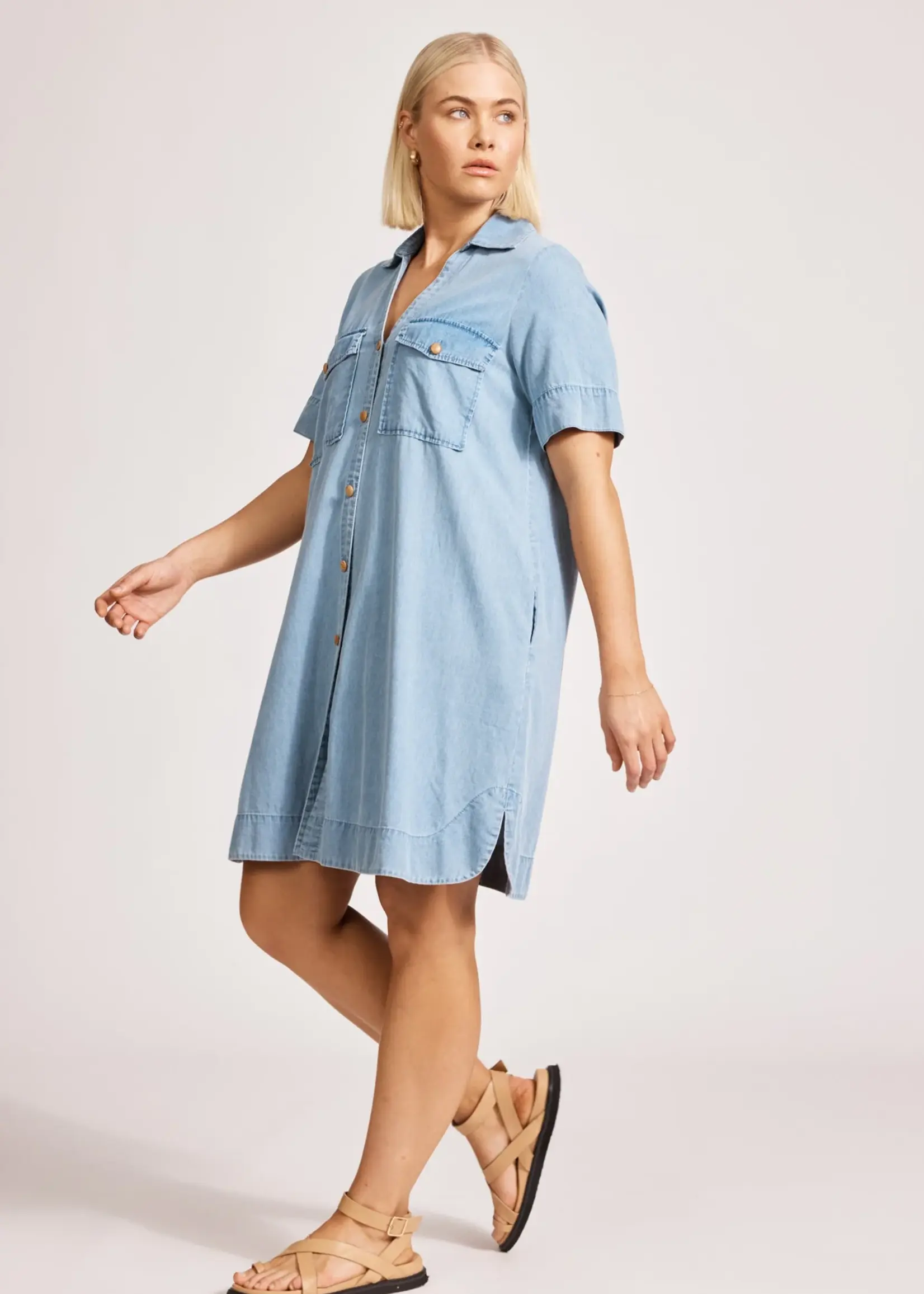 EB & Ive Melenia Denim Shirt Dress - Denim