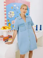 EB & Ive Melenia Denim Shirt Dress - Denim