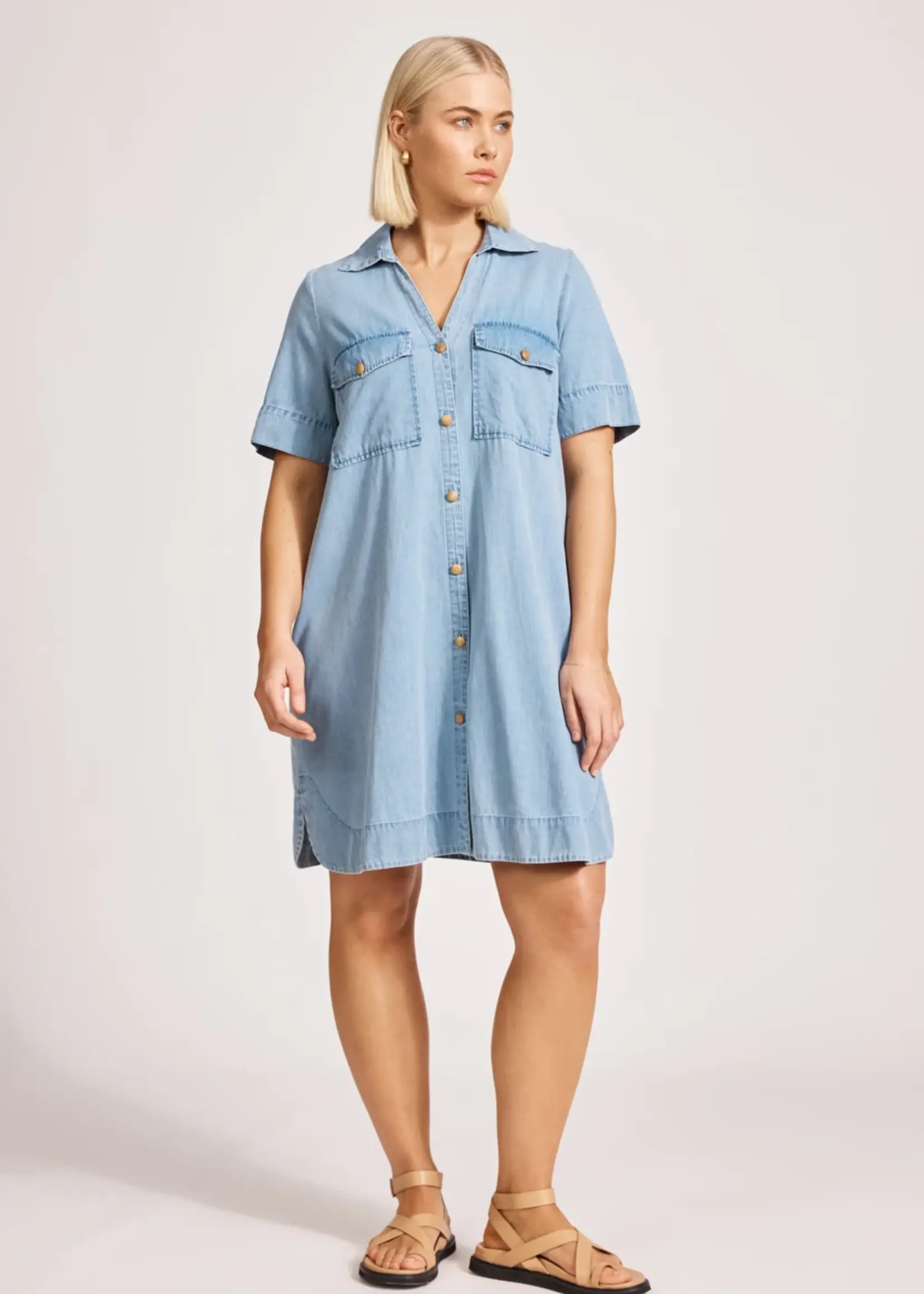 EB & Ive Melenia Denim Shirt Dress - Denim