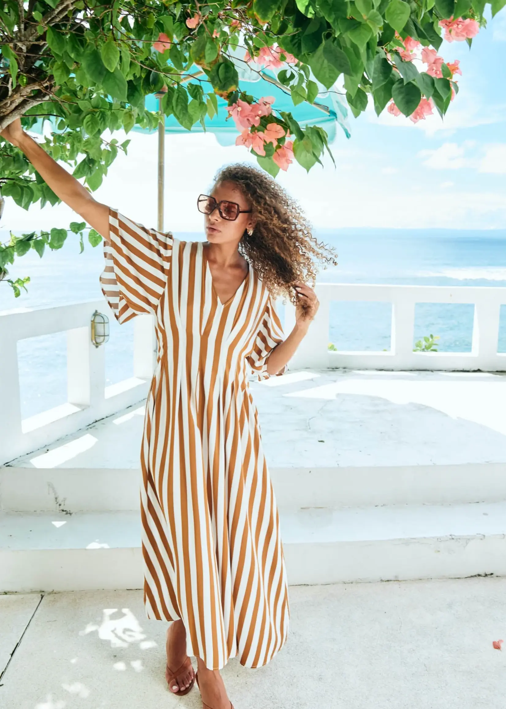 EB & Ive Treville Stripe Maxi Dress - Caramel