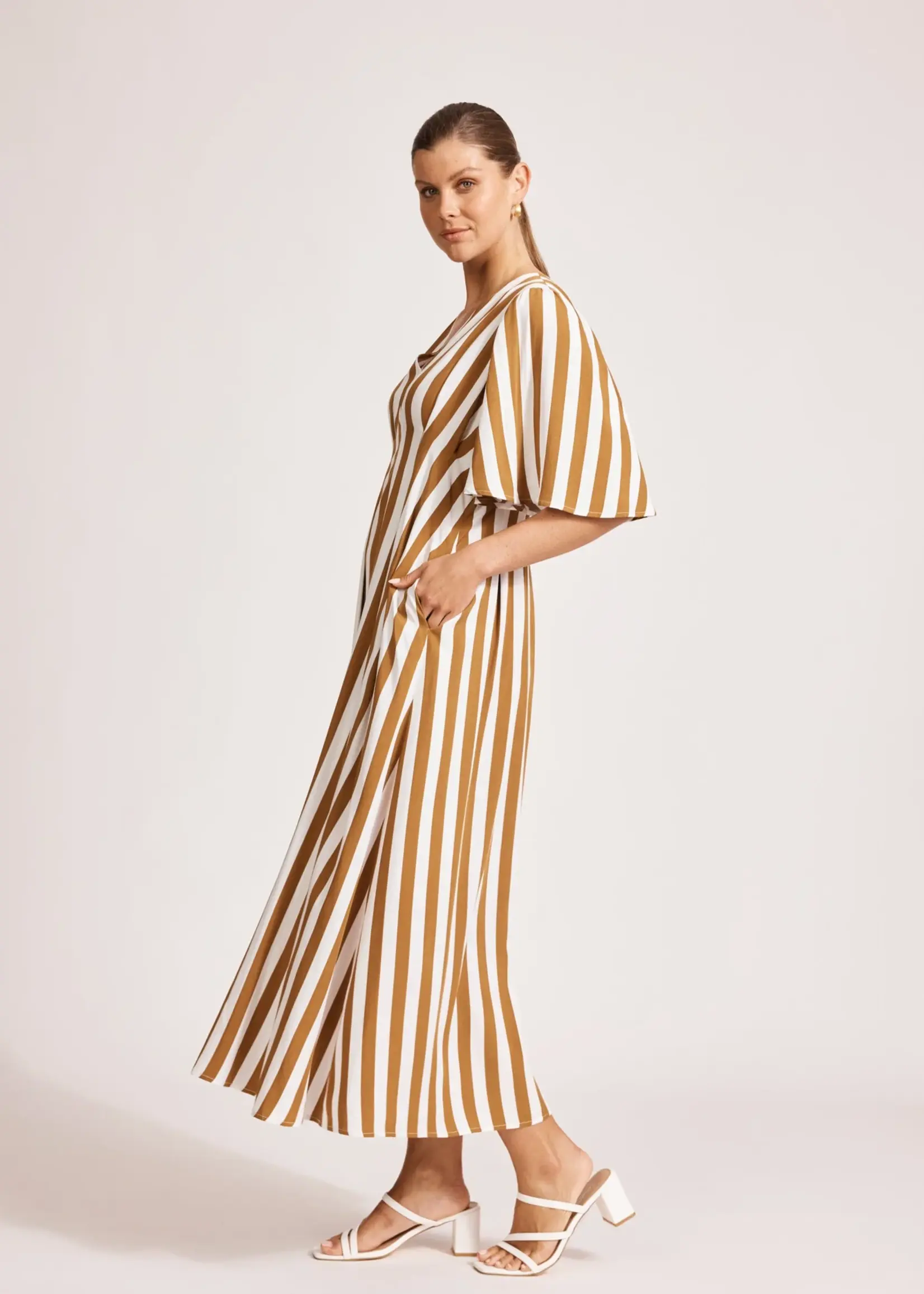 EB & Ive Treville Stripe Maxi Dress - Caramel