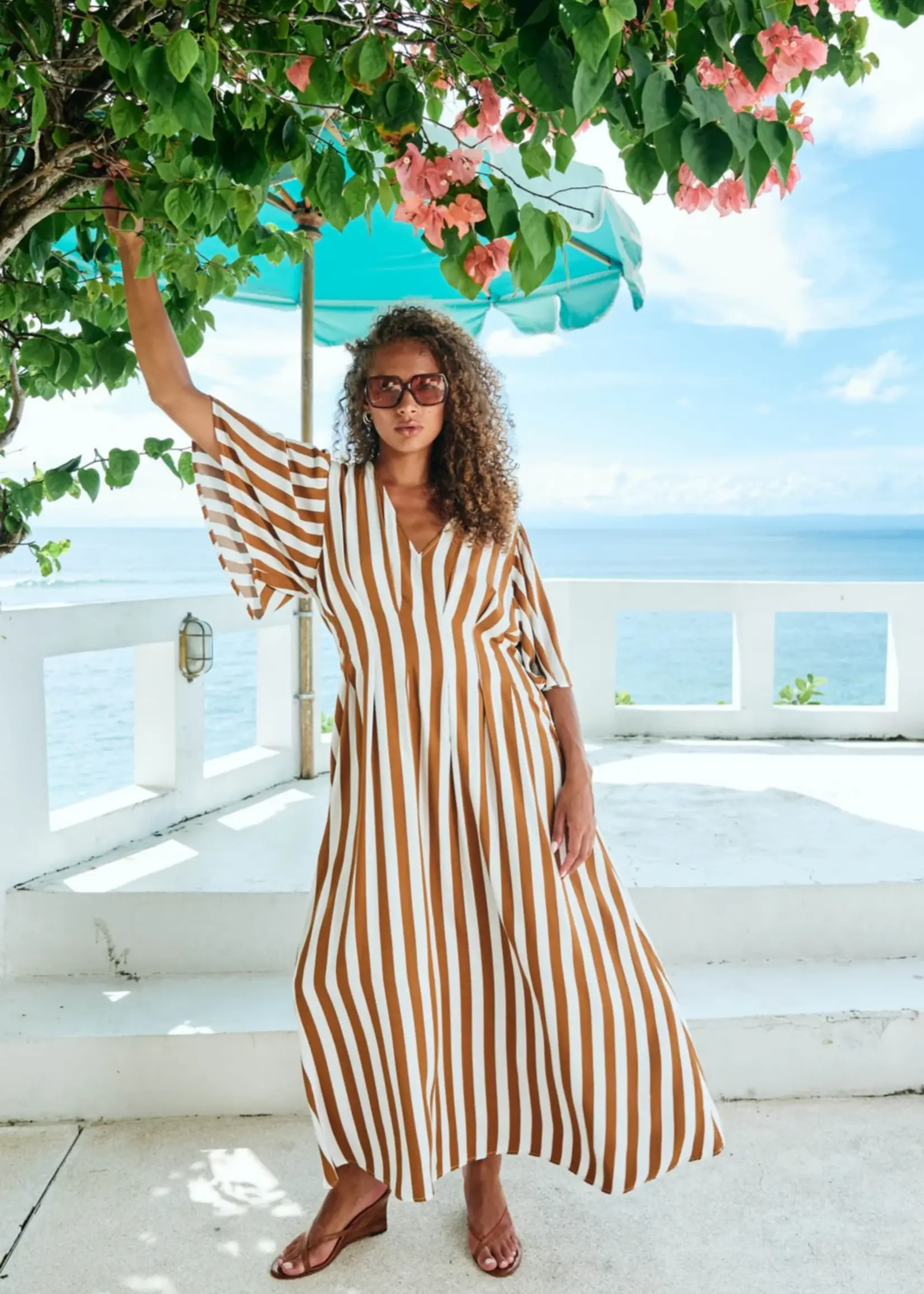 EB & Ive Treville Stripe Maxi Dress - Caramel